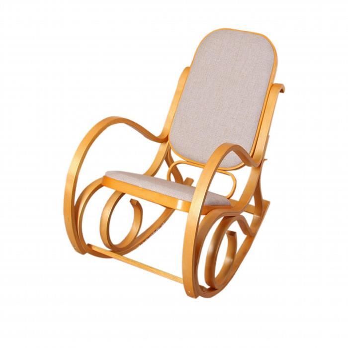 Fauteuil à bascule - MYCOCOONING - Tokyo - Bois chêne - Tissu beige - Adulte