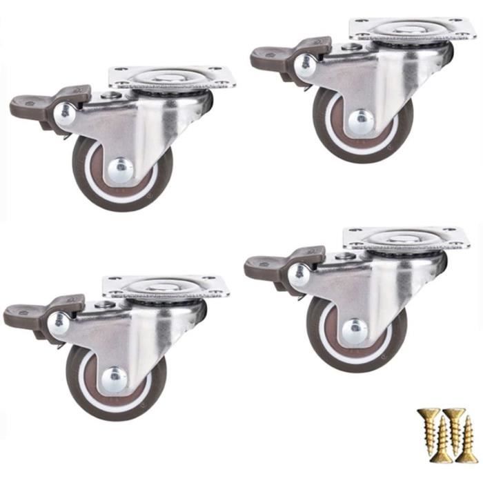 4 Roulettes Blanches En Nylon – Pour Meubles, Chariots, Tiroirs – Pivotantes, Installation Facile - 4