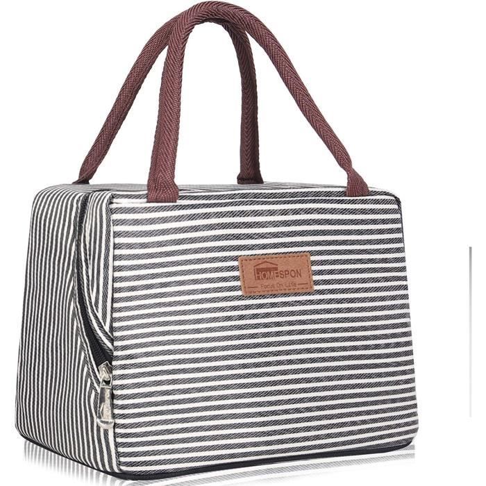 Sac Isotherme Repas Pliable - Taille 25,5x10,5x21,5 Cm - Tissu Oxford Imperméable - Poignée Confort - Pour école, Bureau, Pique-nique