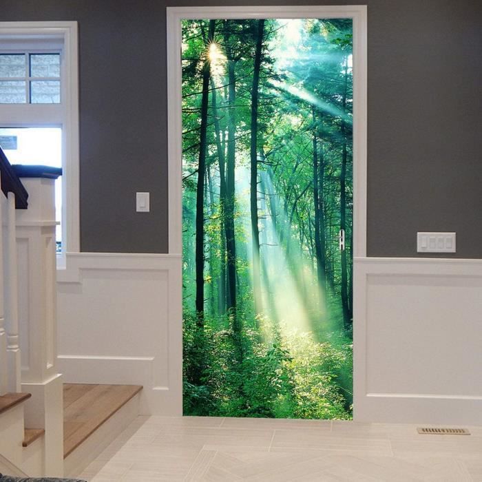 Arte Porta 3D Pianta Di Fiori Bianchi 77 X 200 Cm Decalcomanie Per Porte Rimovibili Adesivo Per Porta Murale Autoadesivo Per L'Arredamento Della Camera - Poster Per Porta Con Foto Della Porta