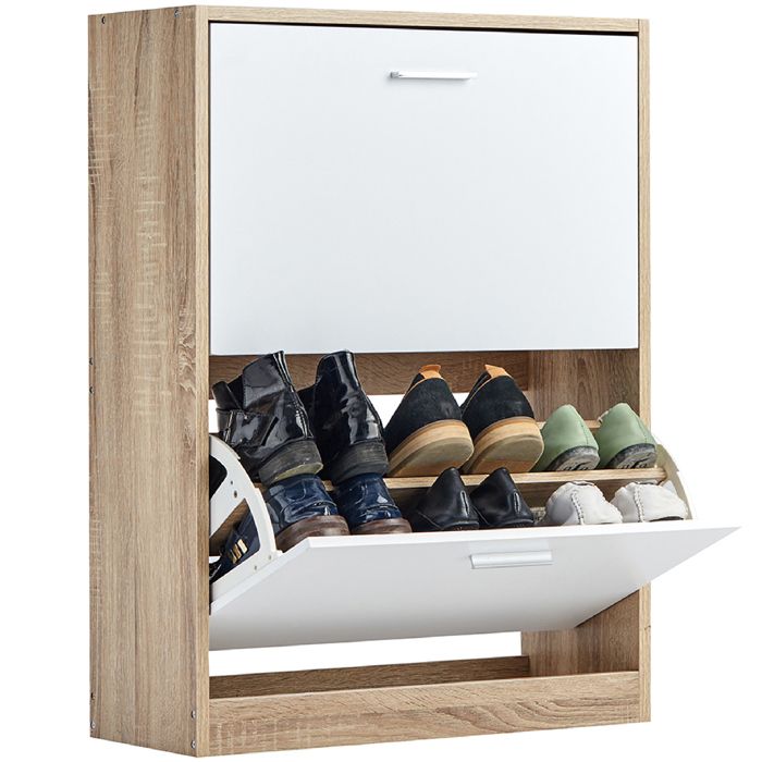 CASABEL Meuble chaussures Armoire Rangement Grande Capacité 12 Paires Meuble d Entrée