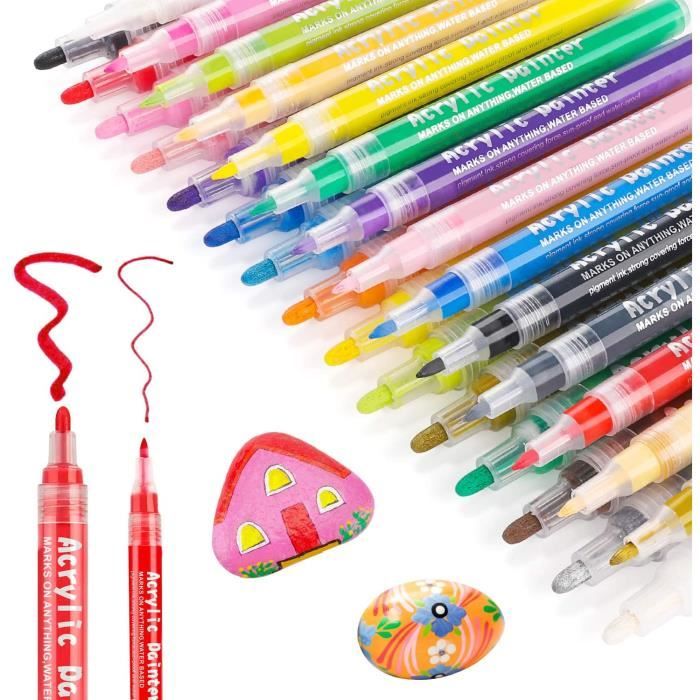 24 couleurs stylos acryliques feutres ensemble peintures acryliques marqueur 