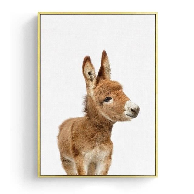 Lb Mignon Bebe Animal Ane Bois Lapin Nordique Modulaire Imprime Photos Decor A La Maison Peintures Bureau Toile Affiche Mur Art Cdiscount Maison