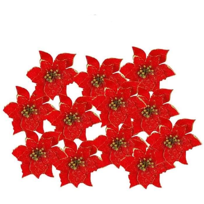 12/" 30 cm-décoré or-Poinsettia Noël Plastique Artificielle Couronne