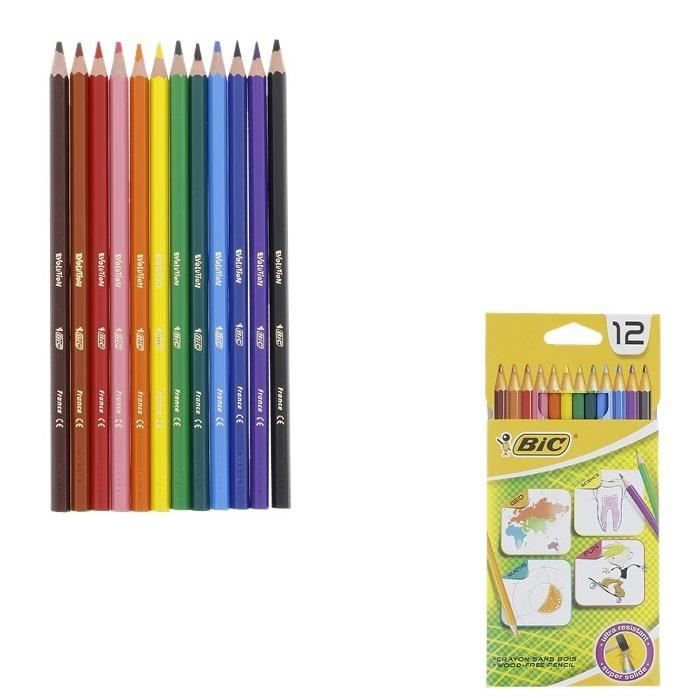 Etui de 12 Crayons de Couleur Bic - Dessin Coloriage Enfant École