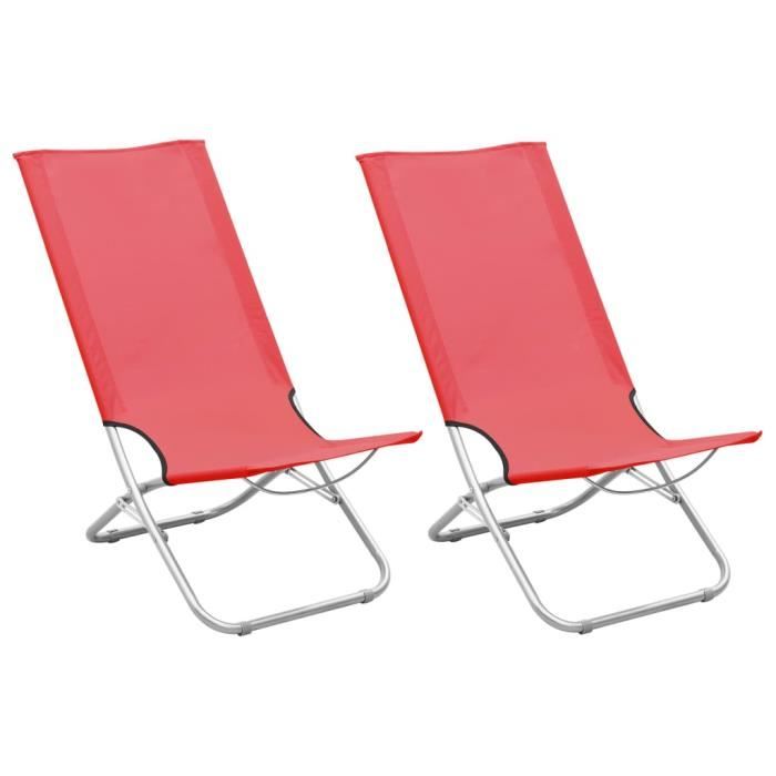 chaises de plage pliables contemporain - meilleurs® 52140 - rouge - tissu