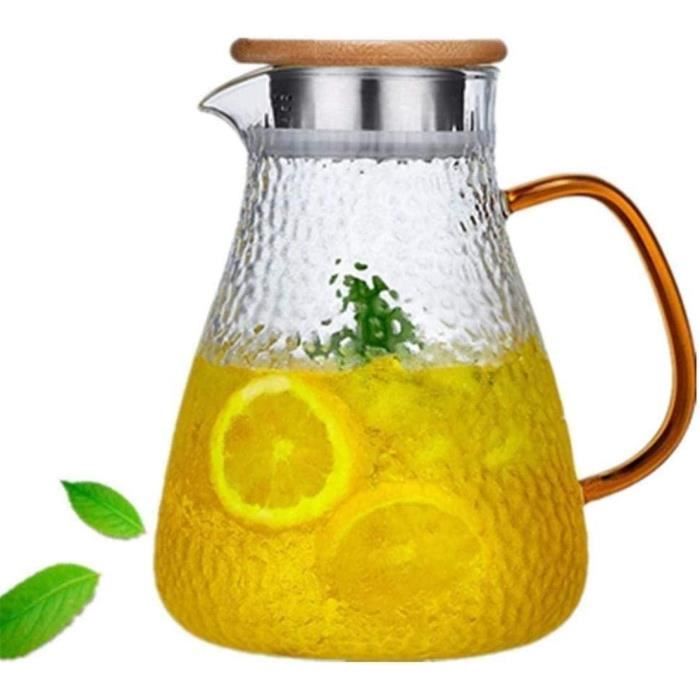Carafe En Verre, Pichet En Verre De 2 Litre, Carafe Eau Avec Couverture, Carafe En Borosilicate