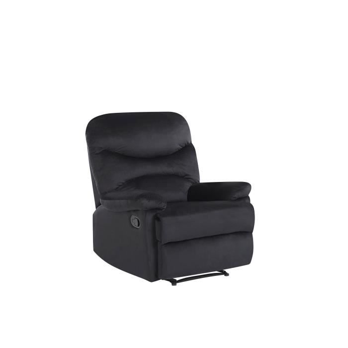fauteuil de relaxation en velours noir - beliani - eslov - avec accoudoirs - relaxation - industriel - loft