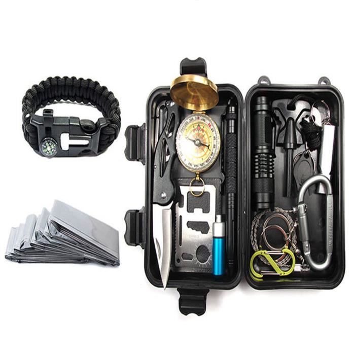 CONFO Kit extérieur Voyage de survie de l'équipement SOS, survie de terrain multisport fournitures de premiers secours d'aide