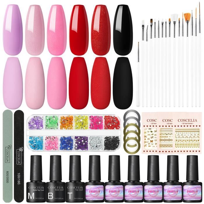 Kit Base Coat Et Top Coat Gel UV Semi-permanent Selmya - 2x7ml Transparent Brillant - Manucure