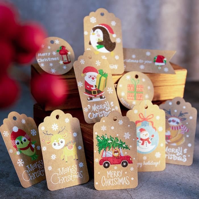 PCP Lot De 100 Étiquettes Cadeau Papier Kraft Bleu Avec Ficelle De Jute 30m - Loisirs Créatifs Mariages Noël