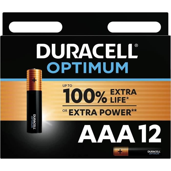 12 Piles AAA LR03 Alcaline 1.5V DURACELL OPTIMUM