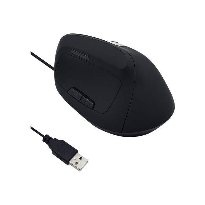 Souris ergonomique optique Ewent EW3157 - Noir - 6 boutons - Filaire