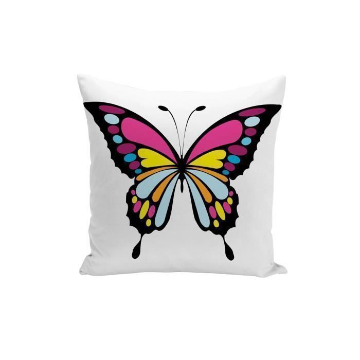 Housse De Coussin Dessin De Papillon Noir Rose Jaune Orange Bleu Violet 40x40cm Cdiscount Maison