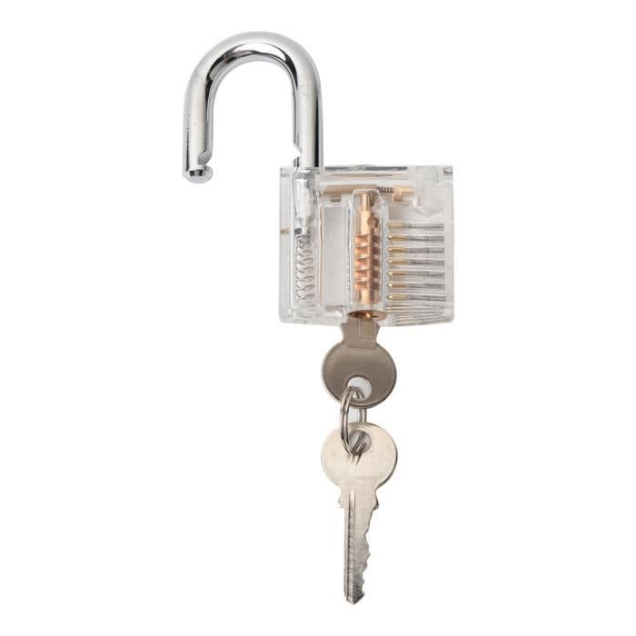 Kit D'apprentissage De Crochetage De Serrures 17 Pièces Transparent - Pour Débutants, Avec Cadenas D'entraînement