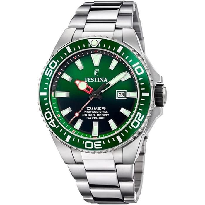 Montre Festina Diver F20663/2 Homme - Quartz - Acier inoxydable - Vert - Argent