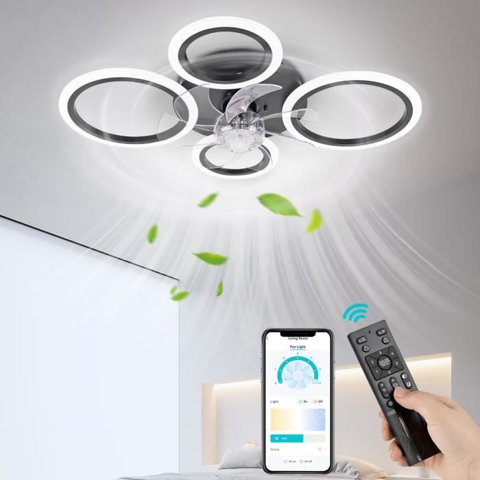 Ventilateur Plafond BESCOST Avec LED - 6 Vitesses, Télécommande, Fonction Réversible