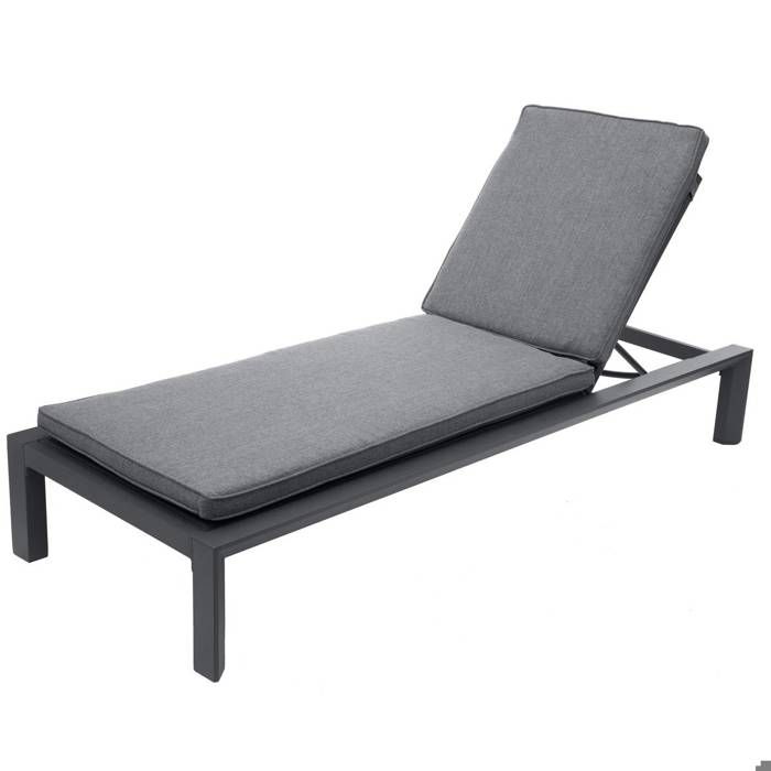 Lit de piscine Evasion gris/graphite en aluminium traité époxy - Hespéride