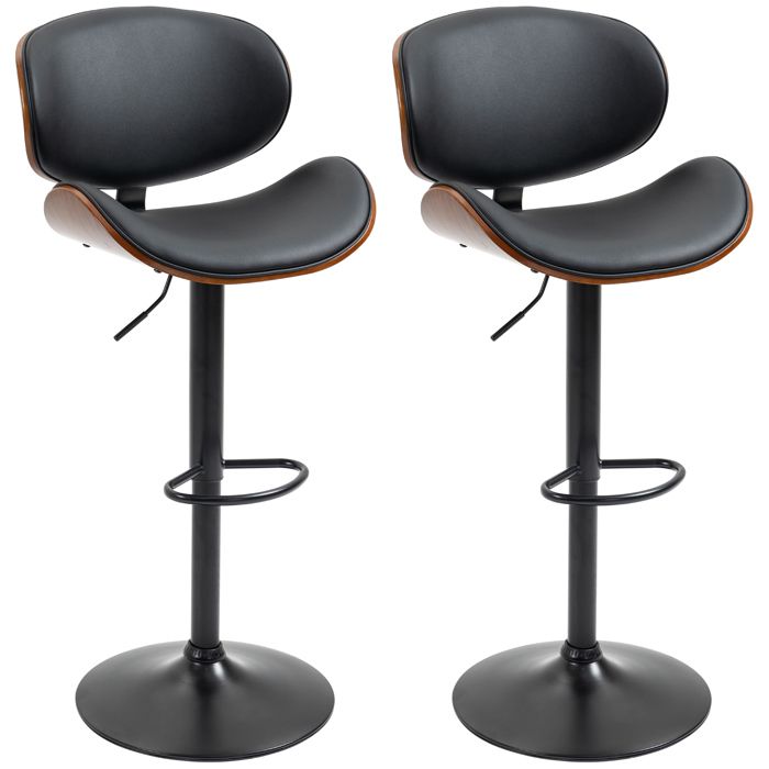HOMCOM - Tabourets de bar - Revêtement synthétique PU - 53x52x112cm - Noir