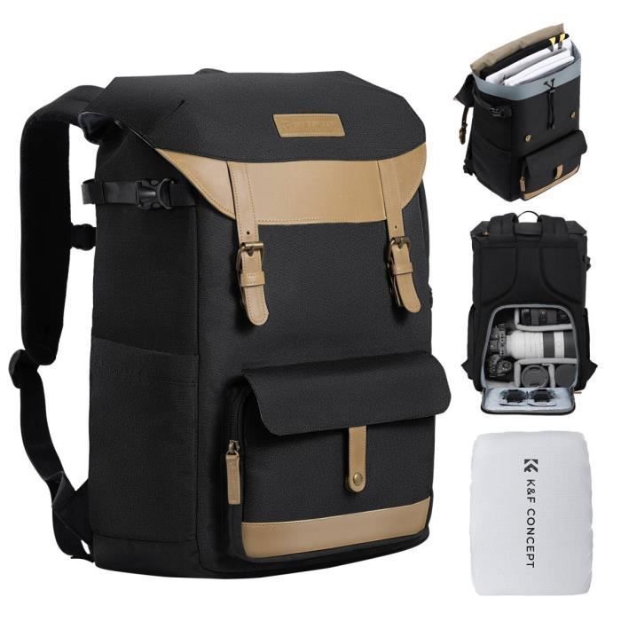Sac à Dos Appareil Photo Reflex Numérique Sac Photo avec Housse Imperméable pour la Photographie de Voyage à l'Extérieur 29x17x44cm
