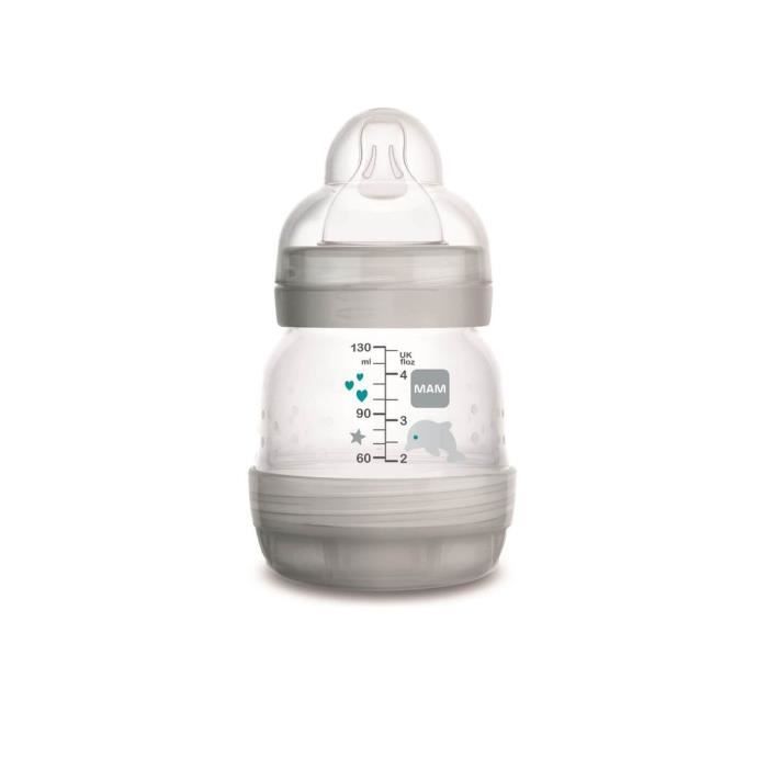 1 x 130 ml blanc essentiels pour l/'alimentation de bébé nouveau-né biberon avec tétine en silicone à débit lent MAM Easy Start Biberon autostérilisant anti-colique