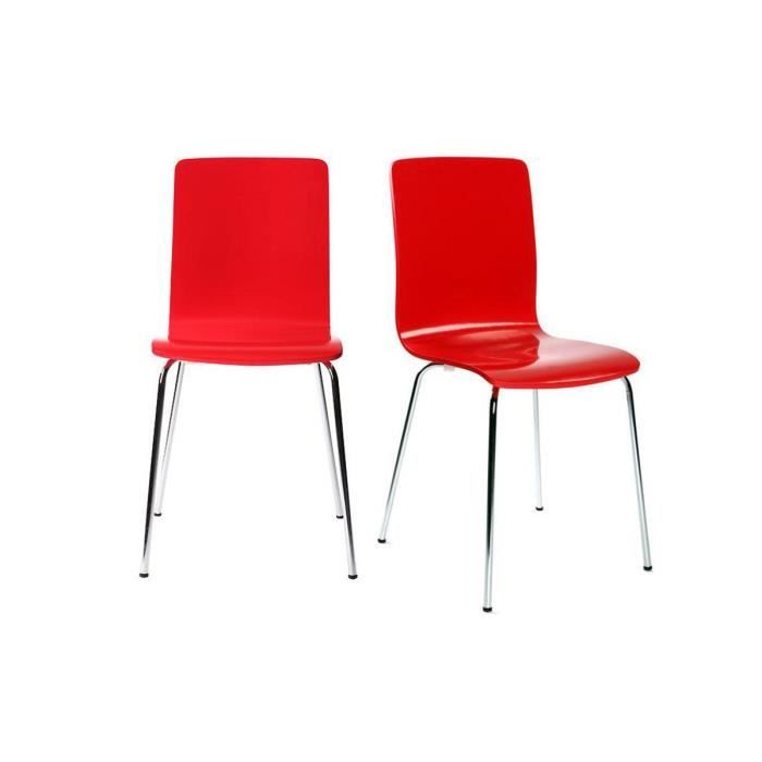 Lot de 2 chaises design cuisine rouges NELLY  Cdiscount Maison