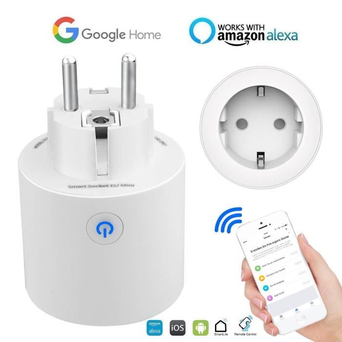 Intelligente Prise connectée WiFi - Compatible avec Google Home /   Alexa/Android iOS Supporte - Cdiscount Bricolage