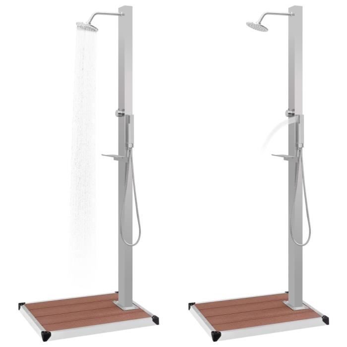 Douche d'extérieur avec receveur de douche WPC Acier inoxydable