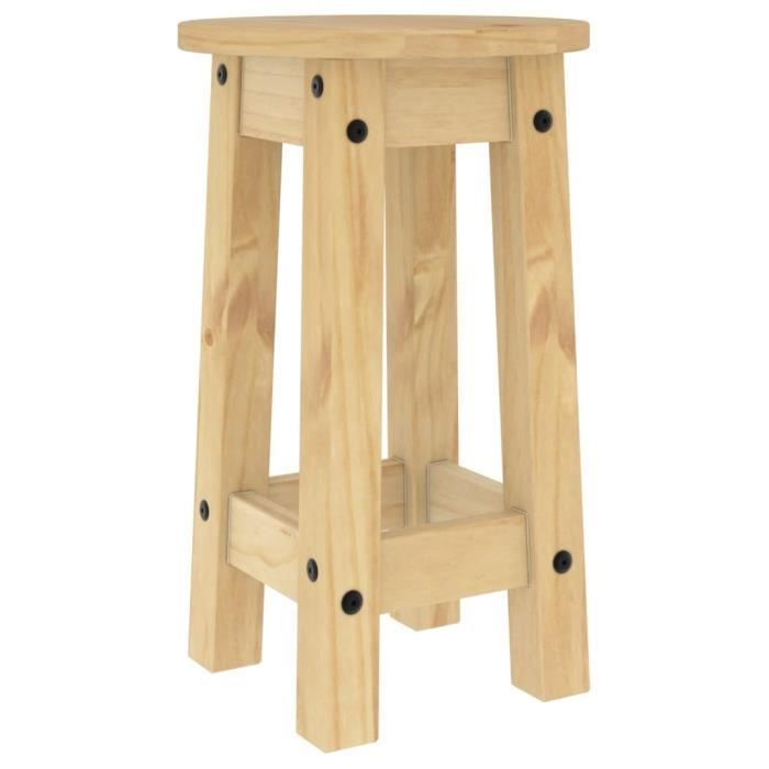 Tabourets de bar - MOTHINESSTO - Lot de 2 - Bois massif de pin - 30 x 50 5 cm - 110 kg max