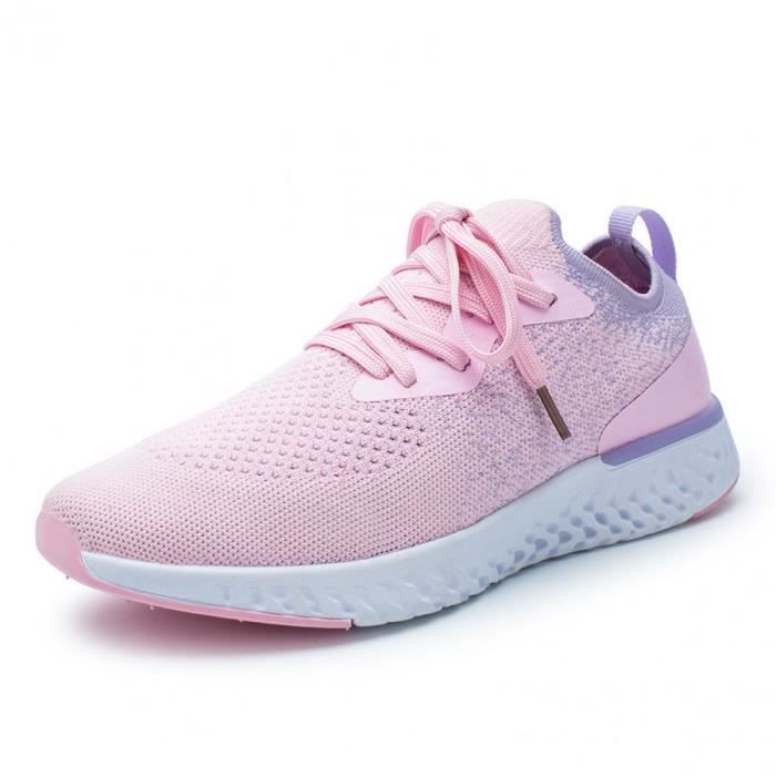 Chaussures de Running Compétition Femme Fitness LéGèRes Outdoor Casual  Tennis Pas Cher Été Chaussure Lacets Collision Rose Rose - Cdiscount  Chaussures