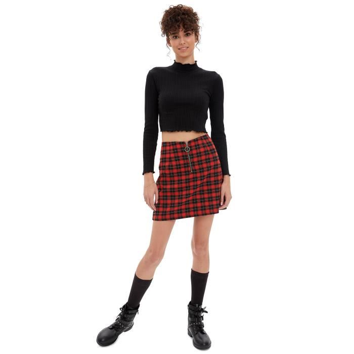 Jupe à carreaux rouge et noir Clearance