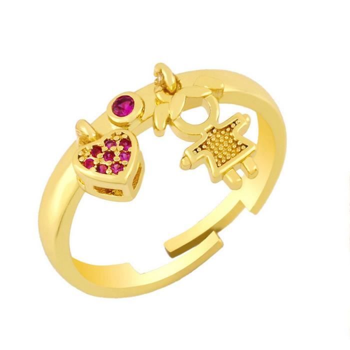 Bague Cœur Ajustable Pour Femme - Bijou Romantique - Cadeau Saint-Valentin, Fiançailles, Mariage - Style Tendance