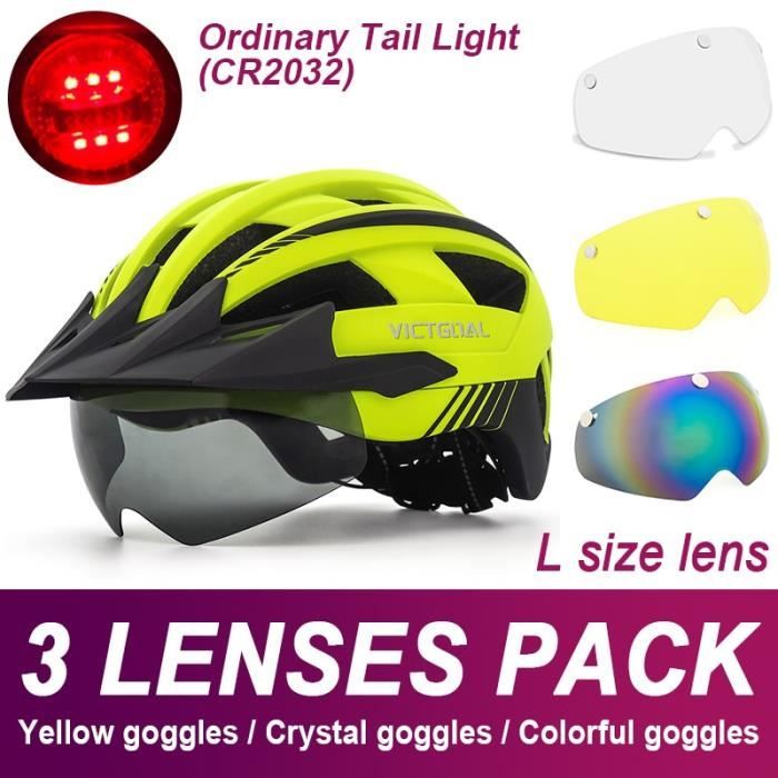RaMokey Casque Vélo Léger – LED Arrière, Lunettes Magnétiques, Visière Solaire, 18 Aérations, 57-62 Cm, Homme Femme Adulte