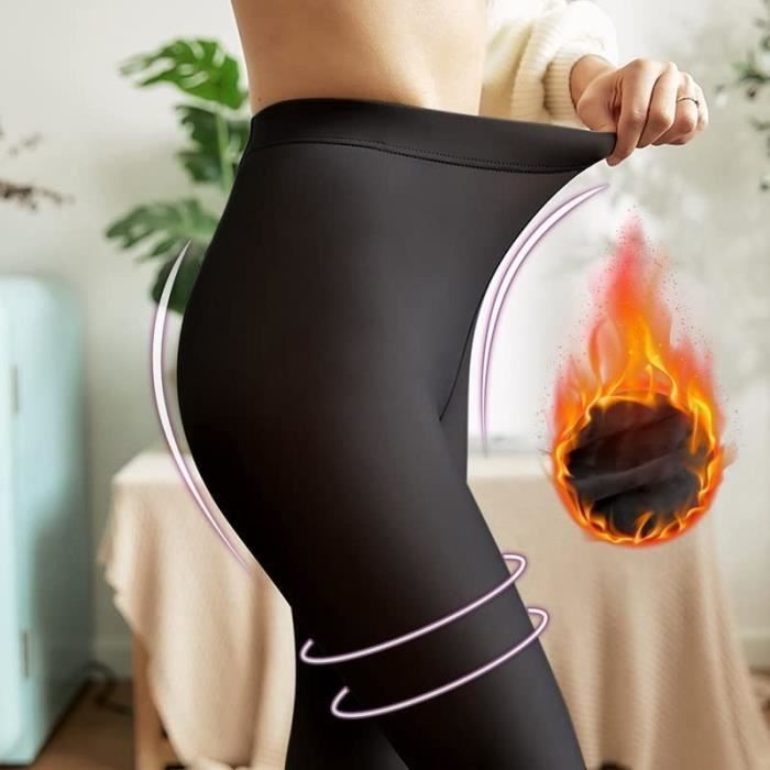 Legging Thermique Femme Doublé Polaire - Taille Haute - Opaque - Pour Yoga, Sport, Hiver