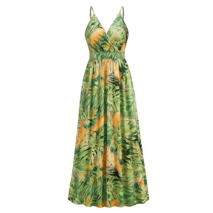 Robe Boho Verte Imprimée Florale - Taille 8 - Devant Enveloppant Ourlet Plongeant - Neuf Sans étiquettes