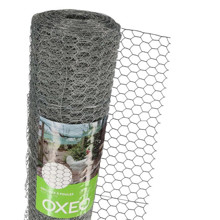 Grillage à poule 30 mètres Hauteur 1m - En acier galvanisé – Maille hexagonale 25x13mm - Filet de clôture pour poulailler