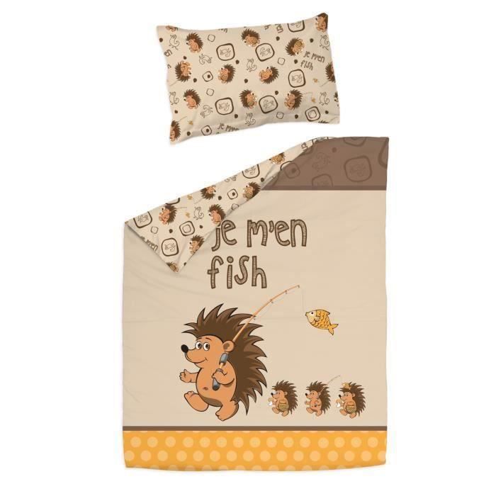 Herisson Housse De Couette 1x150 Cm Et Taie D Oreiller 40x60 Cm Pati Chou 100 Coton Parure De Lit Pour Bebe Cdiscount Puericulture Eveil Bebe