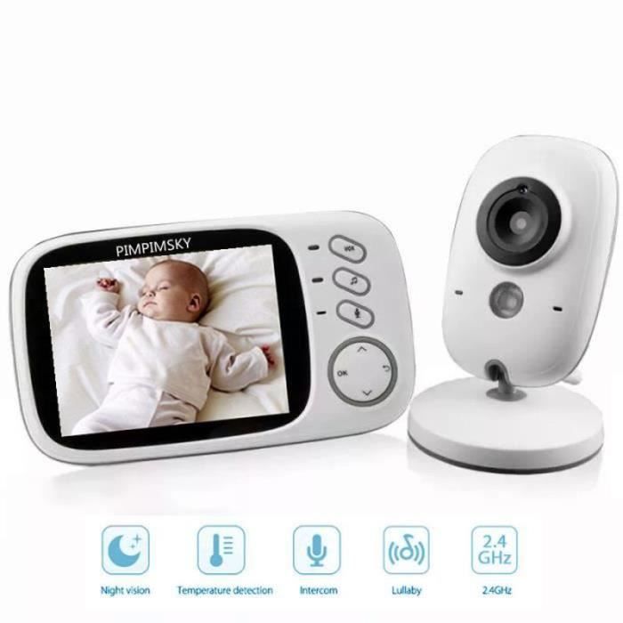 BABY PHONE - ECOUTE BEBE PIMPIMSKY Babyphone Vidéo Sans fil 32 LCD Couleur Caméra Bébé Surveillance 24 GHz Communication