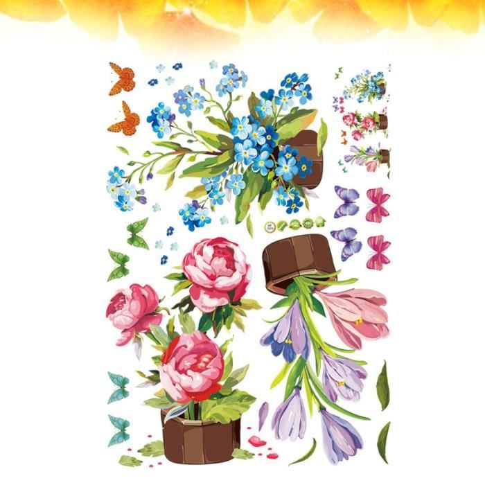 Stickers Muraux Style Bohème Supzone - Fleurs Et Lignes Noires, 3 Feuilles 30x90 Cm, Amovibles Pour Chambre/salon