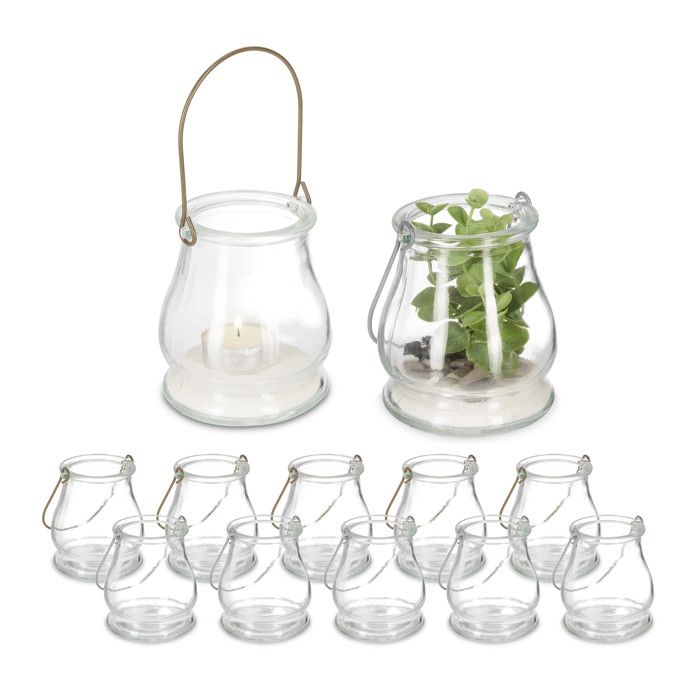 Lot De 12 Photophores En Verre Mercure Bleu | 5x5 Cm | Pour Décoration De Mariage, Fête - 2