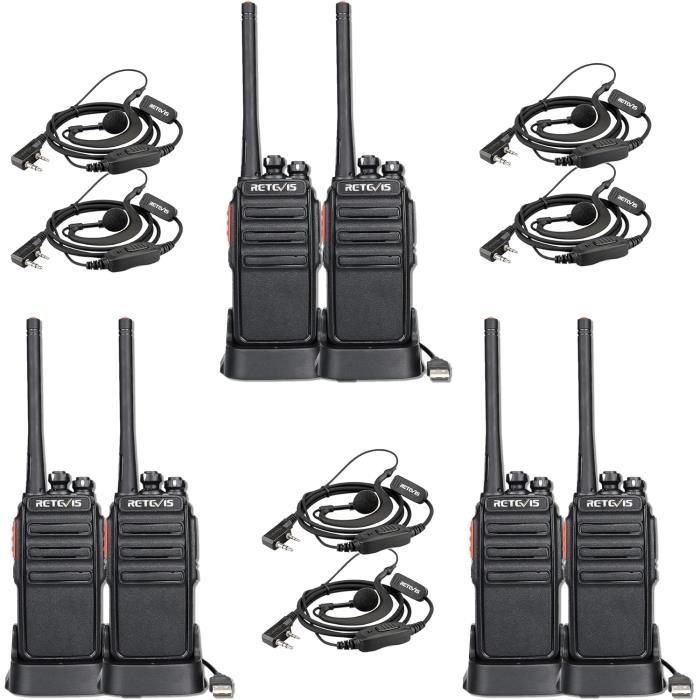 Talkies-walkies PMR446 Longue Portée - Jusqu'à 5 Km, 16 Canaux, Batterie 1500 MAh Rechargeable USB-C - Idéal Randonnée, Camping, événements