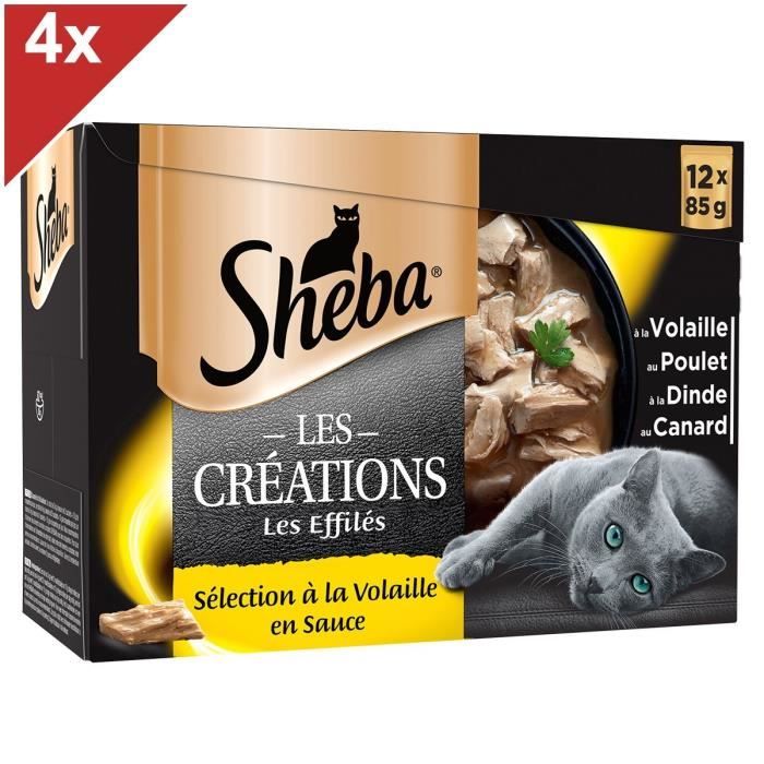 Meilleurs prix pour SHEBA Lot de 4 Sachets fraicheur en sauce selection a la volaille - Pour chat - 12 x 85 g