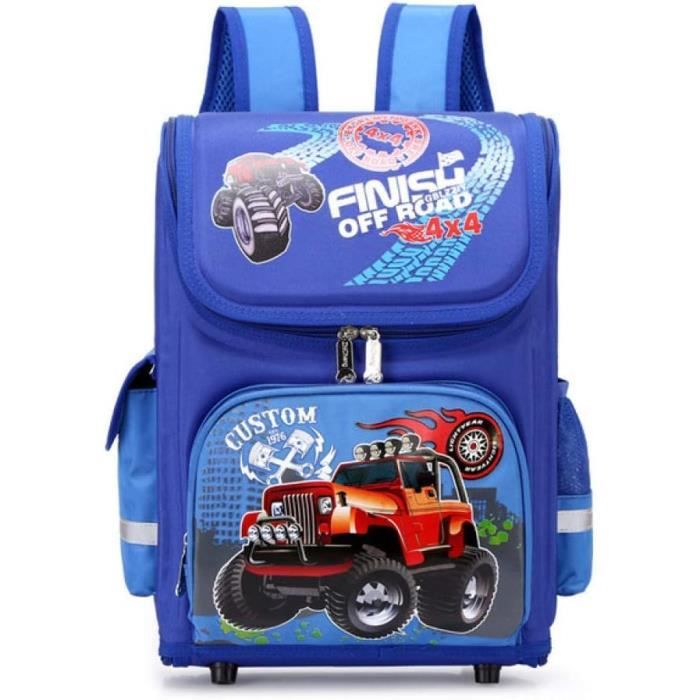 Sac à Dos Scolaire Enfant Voiture De Sport - Pour Filles Et Garçons 6-16 Ans - Capacité Spacieuse - Nylon Imperméable - Bretelles Réglables