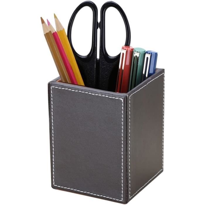 Pot à crayon en cuir véritable