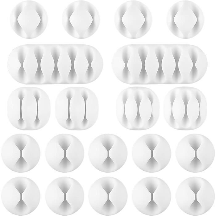 12 Clips Organisateurs De Câbles | Adhésif Acrylique, 3 Tailles De Fentes, Pour Bureau Et Maison - 2