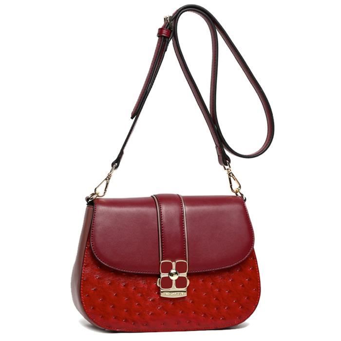 Sac cuir Ted lapidus rouge carmin 26x20x8.5 cm Q2193 Cdiscount Bagagerie Maroquinerie