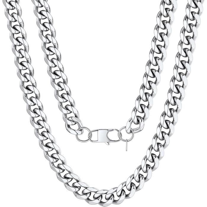 Chaîne Cubaine Homme AFSTALR Argent - Acier Inoxydable 6/9mm Miami - Longueurs 46 à 66cm