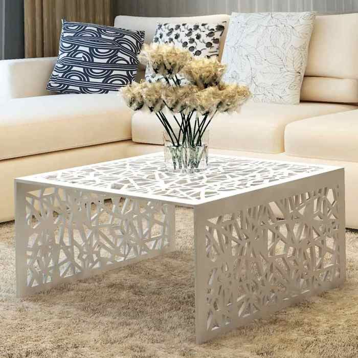 vidaXL Table basse argentée Design géométrique Aluminium 242328
