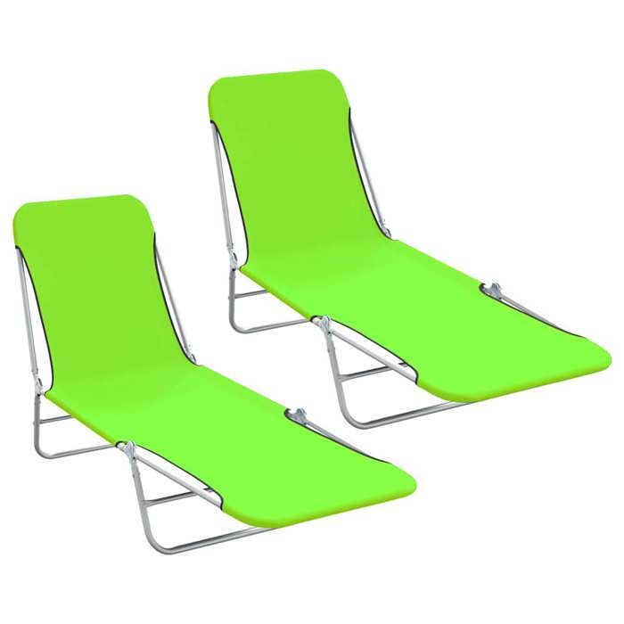 Chaise longue VIDAXL Set de 2 Acier enduit de Pliable et réglable - vue 3