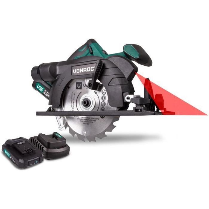 Scie Circulaire Sans Fil Vpower 20v Set Avec 2 Batteries 2 0ah Et Un Chargeur De Batterie 1 Lame Et Guide Parallele Inclus Achat Vente Scie Electrique Scie Circulaire Sans Fil Avec Cdiscount